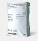 Enfoscado hidrorrepelente, de color blanco, Poli WR de Kerakoll. Clase CSIII. Certificado W2